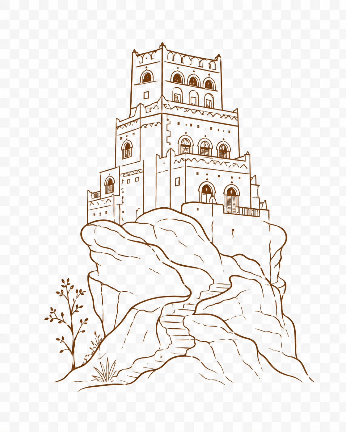 Yemeni architecture line art
